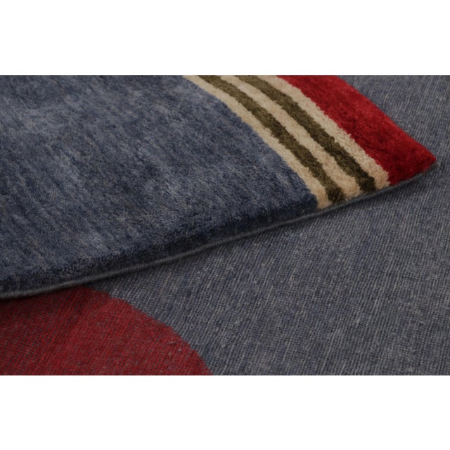 Beige Rug & Kilim’s French Art Deco Style Runner in Gray With Red Geometric Patterns For Sale - Image 8 of 8