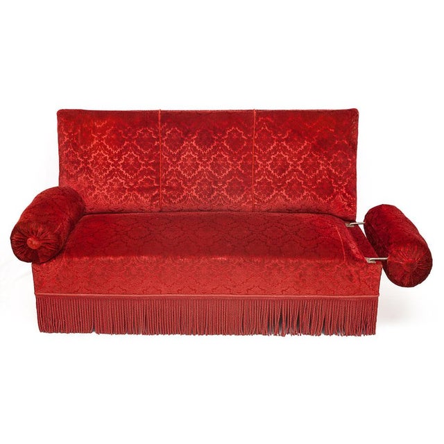 Alsatian divan, upholstered in cut silk velvet. Original fabric. Floral pattern. Sturdy frame. Very clean. Very...