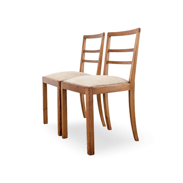 Vintage Art Deco Chairs in Oak, Set of 2 For Sale - Image 4 of 11