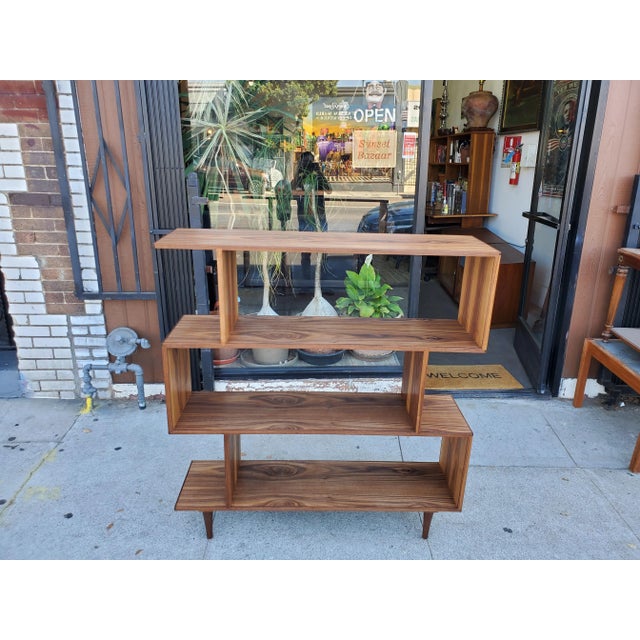 Three-Tier Zig-Zag Walnut Bookcase For Sale - Image 13 of 13