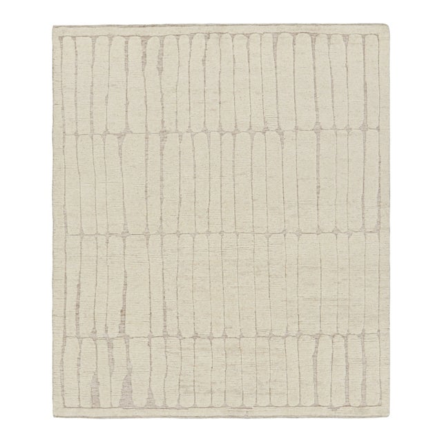 Contemporary Rug & Kilim’s Contemporary Rug in White With High-Low Geometric Patterns For Sale - Image 3 of 7