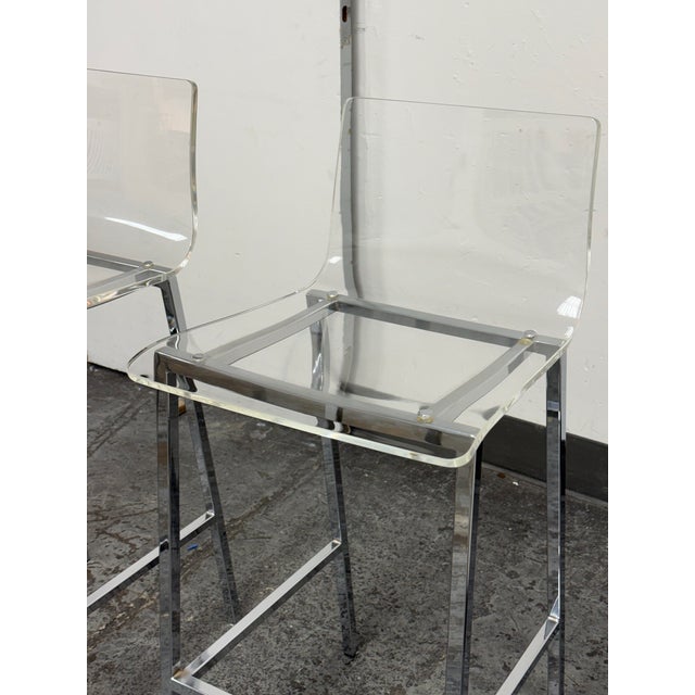 2010s Cb2 Vapor Acrylic Barstools, Set of Three For Sale - Image 5 of 12