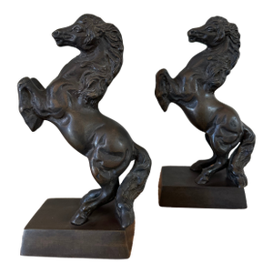 Vintage 1970’s Bronze Finish Horse Sculptures -a Pair