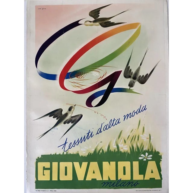 Textile Italian Giovanola Milano Advertising Poster, 1960s For Sale - Image 7 of 7