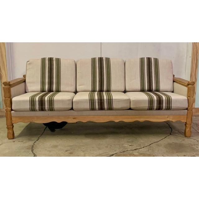 Danish Mid-Century Modern Oak Sofa in Kjærnulf Style, 1960s. Beautiful Scandinavian Mid-Century Modern rustic three seater...