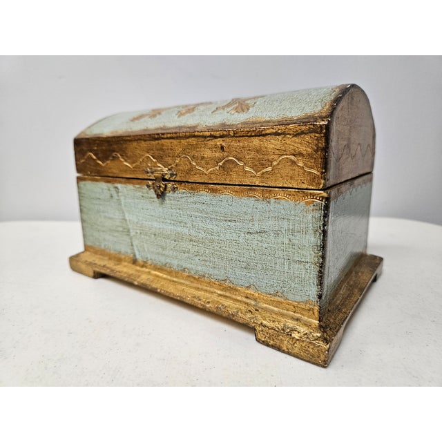 Turquoise and Gilt Italian Trinket Box For Sale - Image 6 of 12