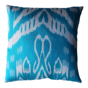 Contemporary Blue Ikat Decorative Pillow