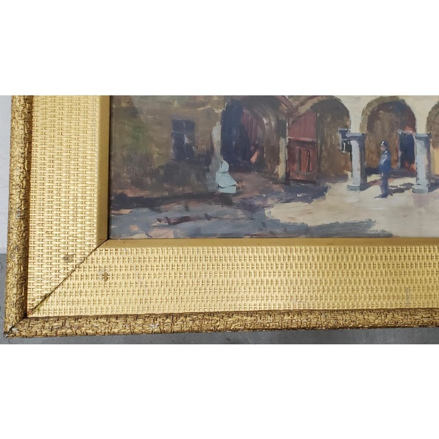 Jiri Herman Oil on Paper Southern European Courtyard With Arched Walkway For Sale - Image 4 of 9