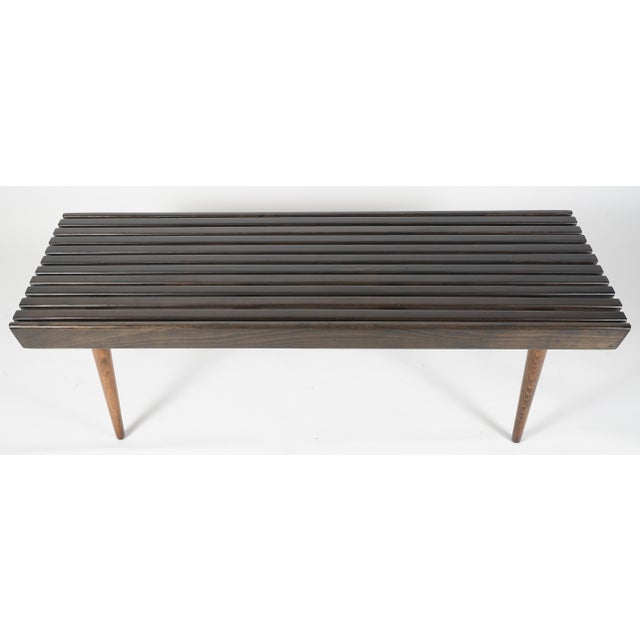 George Nelson Mid Century Modern Walnut Slatted Table/Bench in the Style of George Nelson For Sale - Image 4 of 10