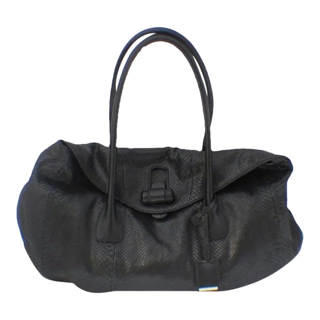 Jil Sander Black Python Snakeskin Handbag Tote For Sale