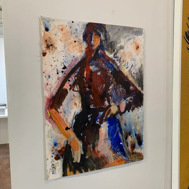 2020s Woman in Thought Painting on Paper by Phil Saxon For Sale - Image 5 of 11