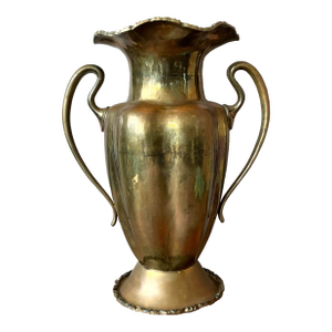 Vintage Boho Ruffle Brass Vase