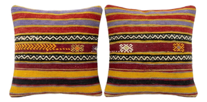Hand Woven Kilim Pillow Cover 20'' X 20'' - Set of Two