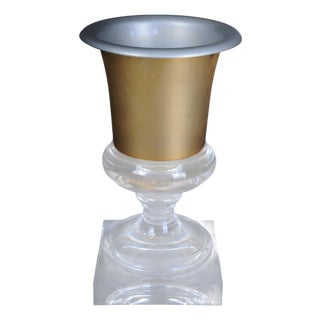 Hollywood Regency Style Acrylic Gold Goblet Vase For Sale