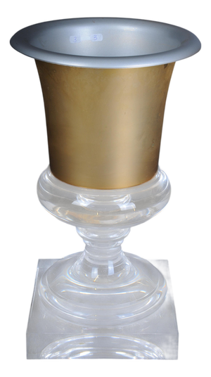 Hollywood Regency Style Acrylic Gold Goblet Vase