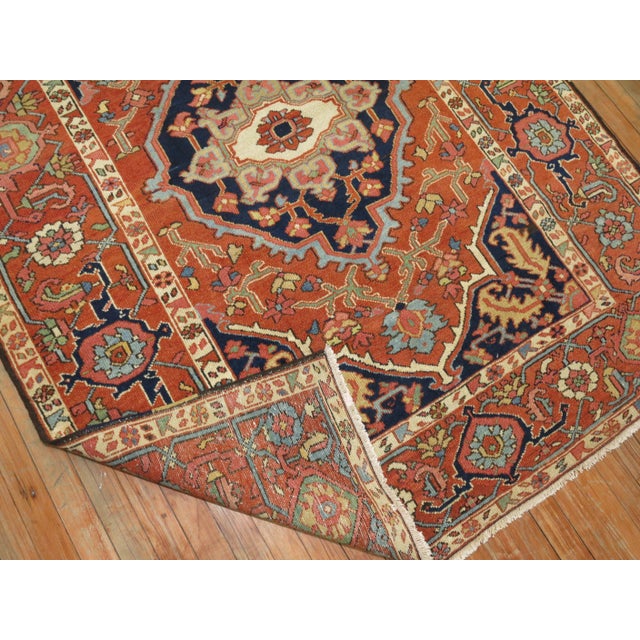 Early 20th Century Antique Zabihi Collection Heriz Serapi Accent Size Rug - 4'10" x 6'3" For Sale - Image 5 of 8
