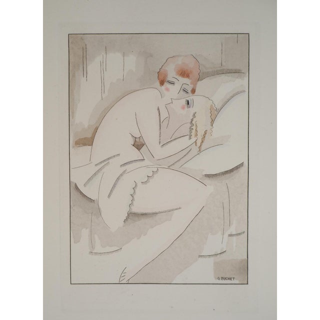 Gustave Buchet, The Two Friends, Innocence and Discovery, Original Engraving and Stencil For Sale - Image 6 of 6
