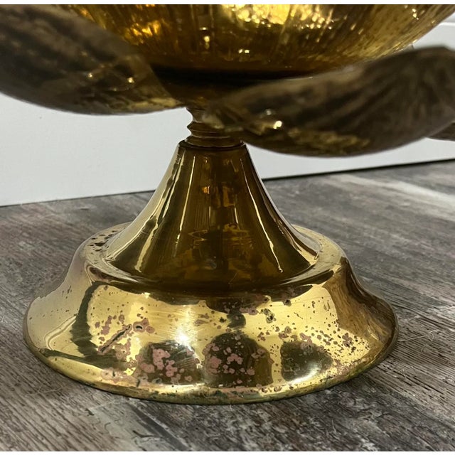 Mid 20th Century Mid 20th Century Etched Brass Lotus Candlestick Holder in the Manner of Parzinger For Sale - Image 5 of 7