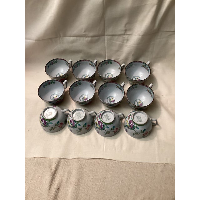 Spode 1960s Copeland Spode “New Stone” Teacups With Peacocks and Florals- Set of 12 For Sale - Image 4 of 4