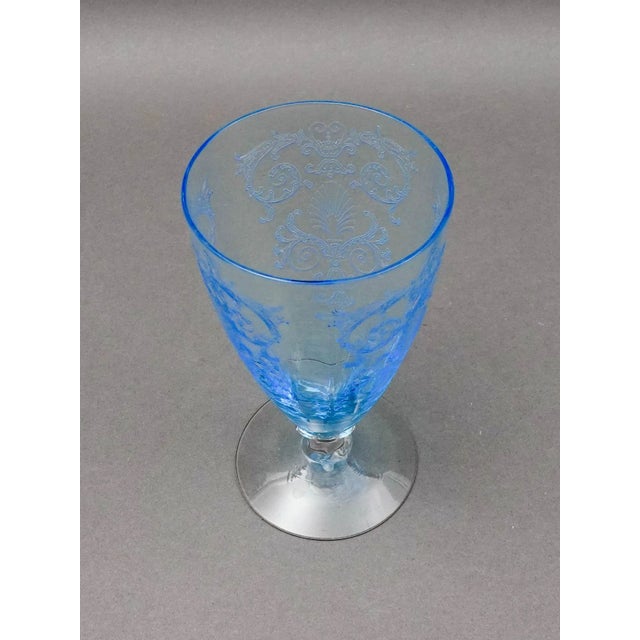 Fostoria Versailles Azure Blue Crystal Parfait Tumbler Glasses- Set of 5 For Sale In Miami - Image 6 of 7