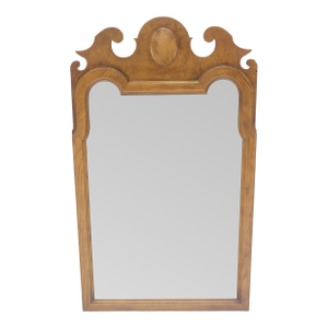 Baker Light Burl Walnut Queen Ann Style Decorative Wall Mirror MINT