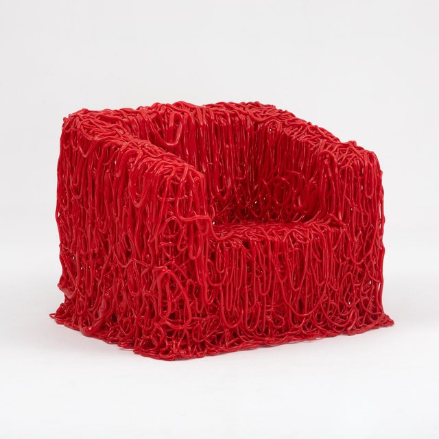Gaetano Pesce Gaetano Pesce “Senzafine” Armchair and Pouf in Red Polyurethane For Sale - Image 4 of 16