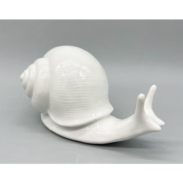 Fitz and Floyd Large Vintage White Ceramic Snail Figurine – Whimsical Coastal or Cottagecore Decor For Sale - Image 4 of 10