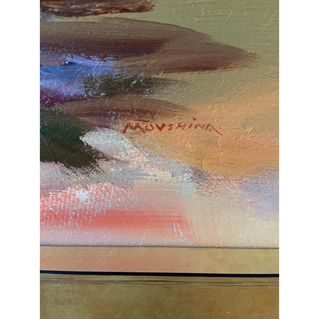 Original Marina Movshina Large Oil Painting of Roses Framed in Champagne Gold Wood For Sale - Image 4 of 6