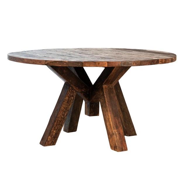 Reclaimed Wood Round Dining Table Chairish
