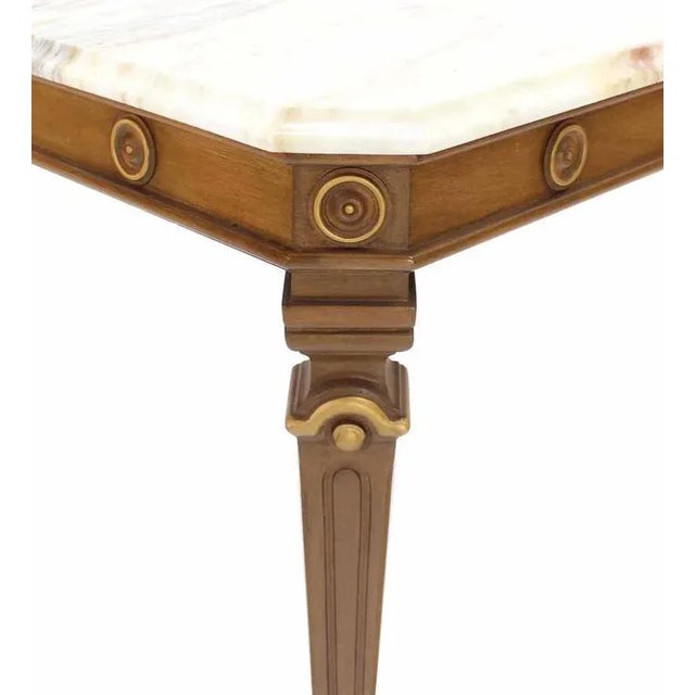 Neoclassical Vintage Mid Century Neoclassical Marble Top End Tables- a Pair For Sale - Image 3 of 8