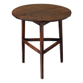 English Round Cricket Table of Patinated Oak From the Georgian Era For Sale