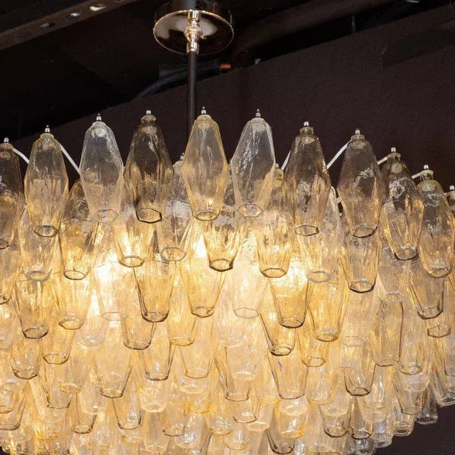 Modern Modernist Polyhedral Chandelier in Topaz, Citrine & Clear Handblown Murano Glass For Sale - Image 3 of 9