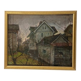 1980 "3rd Ward, Englewood, Nj" Oil Pastel Drawing by John Elliot, Opa, Framed With Coa For Sale