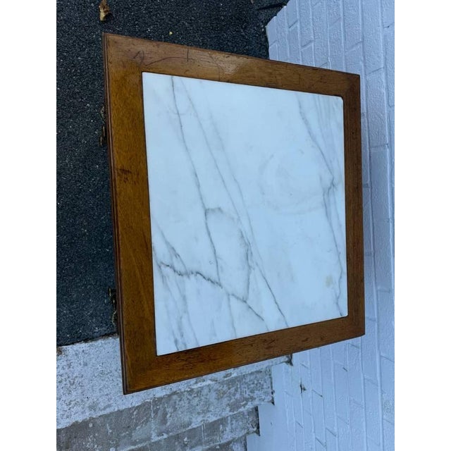 Pair of Vintage French Provincial Louis XVI Style Marble Top 2 Drawer Side Tables by Gordon's Inc. For Sale In Washington DC - Image 6 of 9