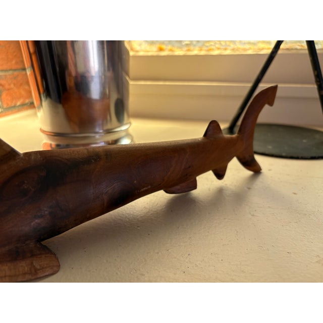 Vintage Hand-Carved Wood Shark Folk Art Sculpture For Sale - Image 14 of 16