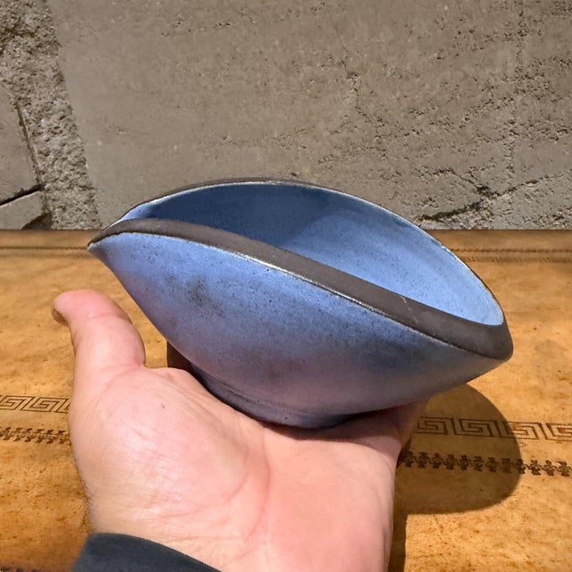 Vermeulen Holland Handmade Blue Pottery Bowl Dish Catch All Mid-Century For Sale - Image 9 of 12