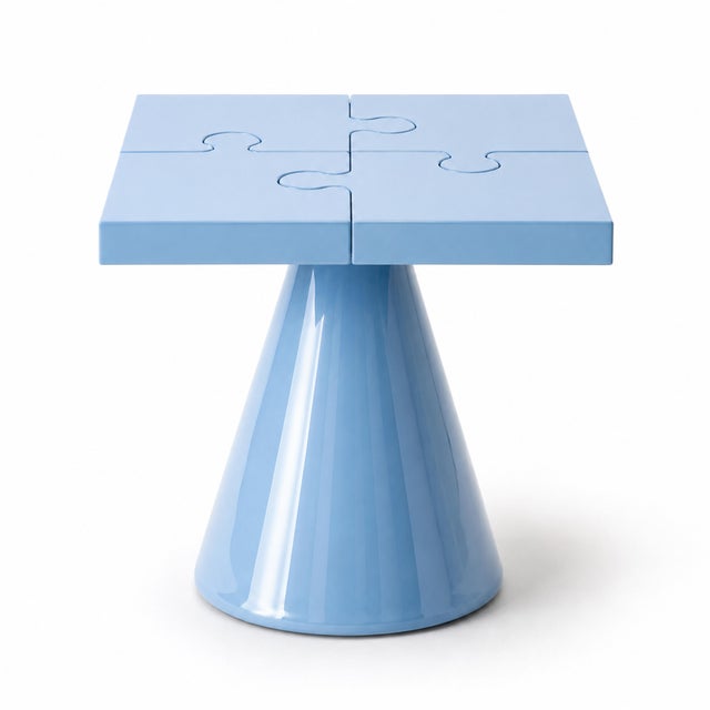 Popzlle Side Table in Blue Lacquer by Alexandre Ligios For Sale - Image 11 of 11