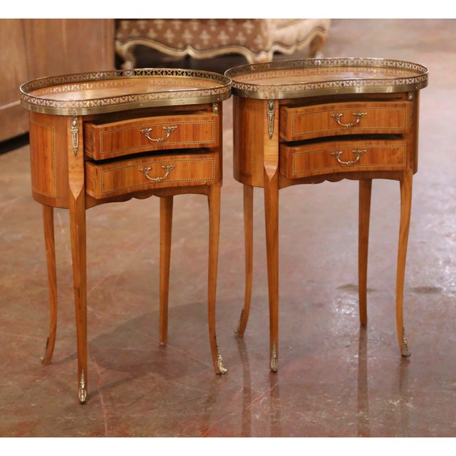 Wood Pair of Early 20th Century French Louis XV Style Cherry Side Tables For Sale - Image 7 of 16