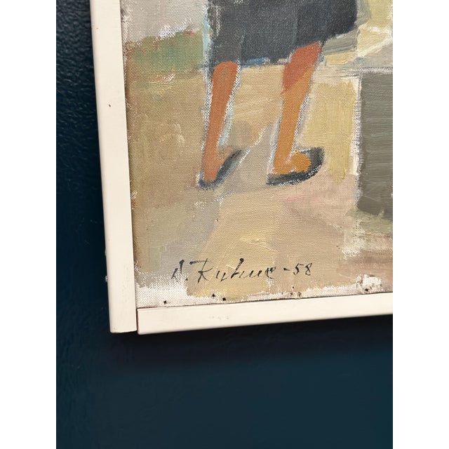 Dorothy Ruhne, Figures with Vessels, 1960s, Oil on Canvas, Framed For Sale - Image 10 of 12