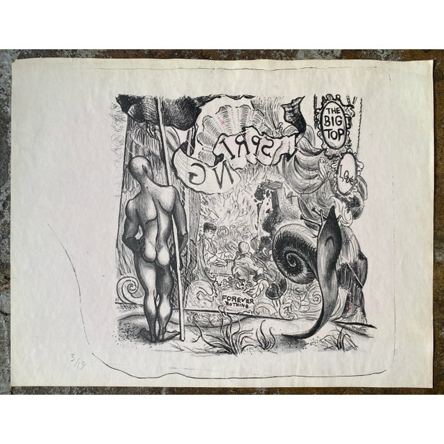 Surrealism 1950s Spring Male Nude Lithograph For Sale - Image 3 of 3