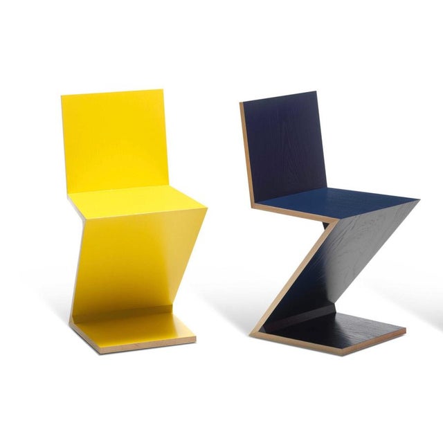 Gerrit Rietveld Zig Zag Chair by Gerrit Thomas Rietveld for Cassina, Set of 2 For Sale - Image 4 of 14