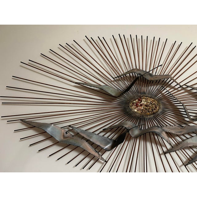 Mid Century Brutalist Curtis Jere Metal Flight of Birds Wall Art For Sale In Cleveland - Image 6 of 8