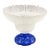 Vintage Frosted Glass Pedestal Bowl With Cobalt Blue Base For Sale