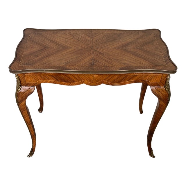 Early 20th Century French Marquetry Bronze Ormolu Mounted Center or Desk Table For Sale