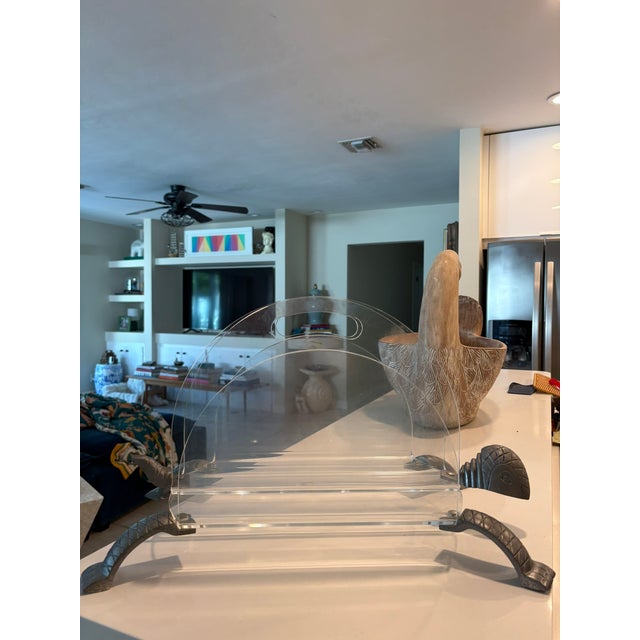 Vintage Arthur Court Turtle Lucite Magazine Rack With Aluminum Base For Sale - Image 9 of 11