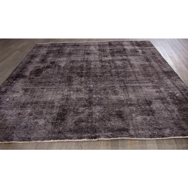 1920s 1920s Distrssed Square Overdyed Wool Rug For Sale - Image 5 of 6