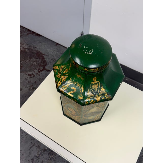 Victorian Savage London Victorian Hand Painted Tole Tea Canister No. 2, 19th Century For Sale - Image 3 of 12