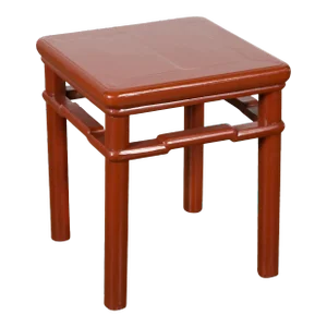 Chinese 1900s Qing Dynasty Red Lacquer Stool or Table with Humpback Stretchers