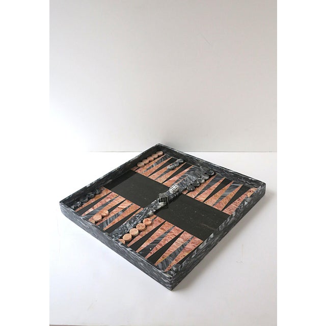 Stone Marble Backgammon and Checkers Game Boardgame Set For Sale - Image 7 of 13