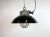 Industrial hanging lamp manufactured by Elektrosvit in former Czechoslovakia during the 1960s. It features a black enamel...